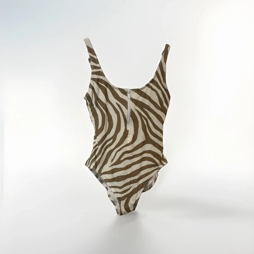 Michael Kors Size 10 Swimsuit Zebra Print NWOT Zip